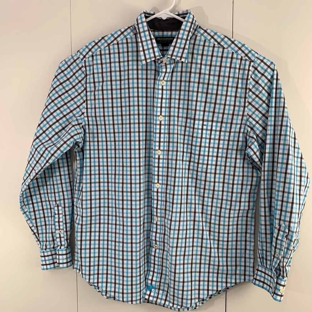 John Bartlett Consensus Large Checkered Shirt Blue - image 7